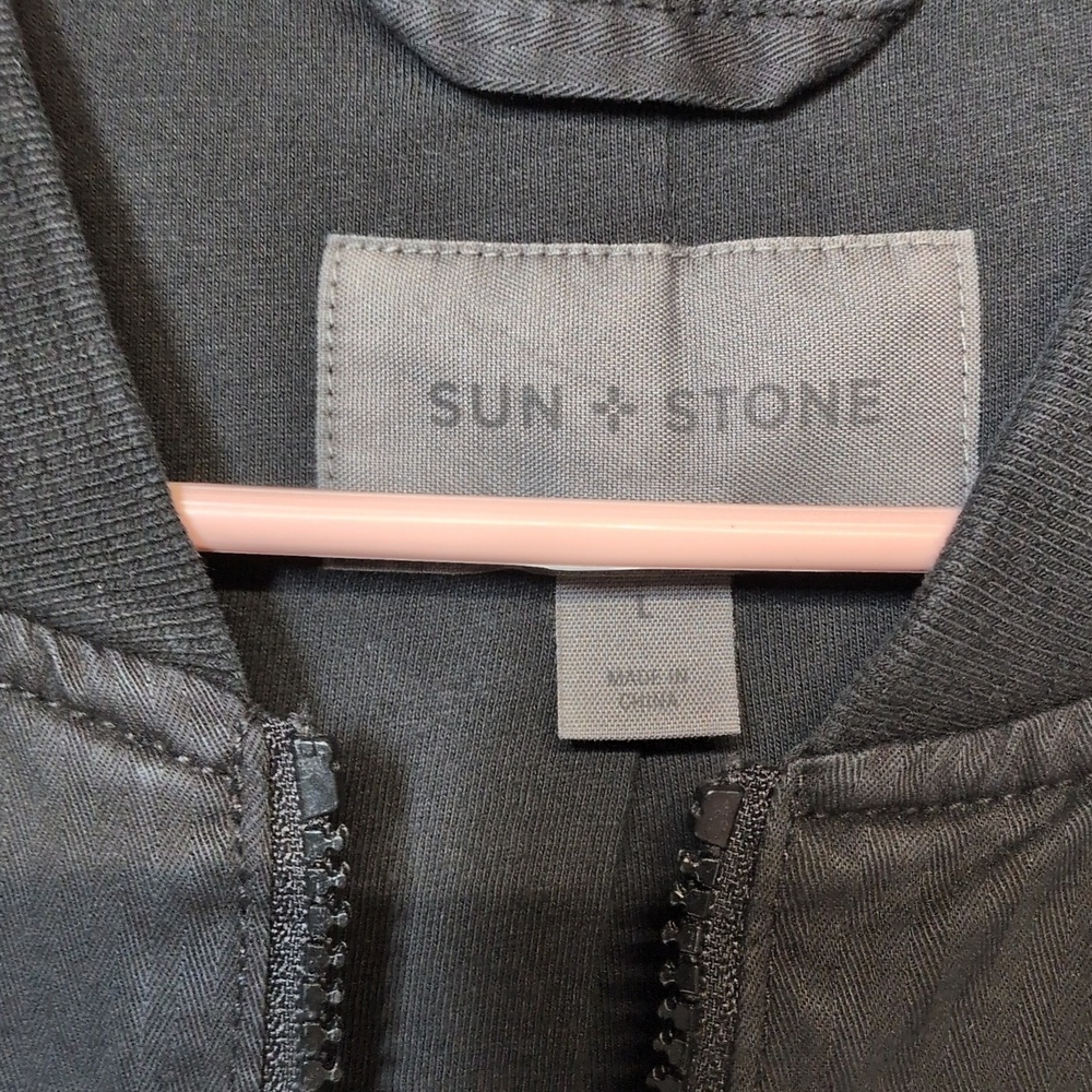 Sun + Stone Classic Black Bomber Jacket - Picture 3 of 7